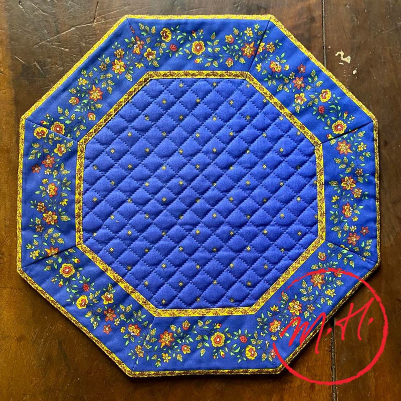 Set de table provençal octogonal bleu