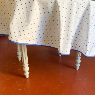 Nappe calisson ronde blanc-bleu