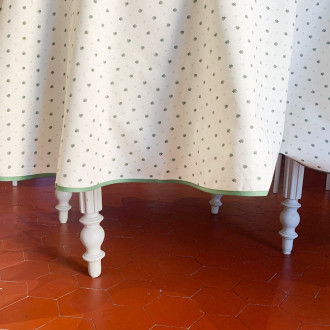 Nappe calisson ronde blanc-vert