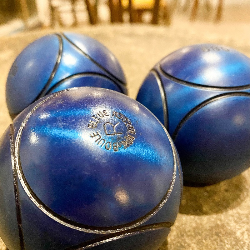 Boules de Pétanques Pack Cuir Recyclé Bleu & Rouge - La Mariole - Hopono