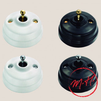 Two-way switch with porcelain handle