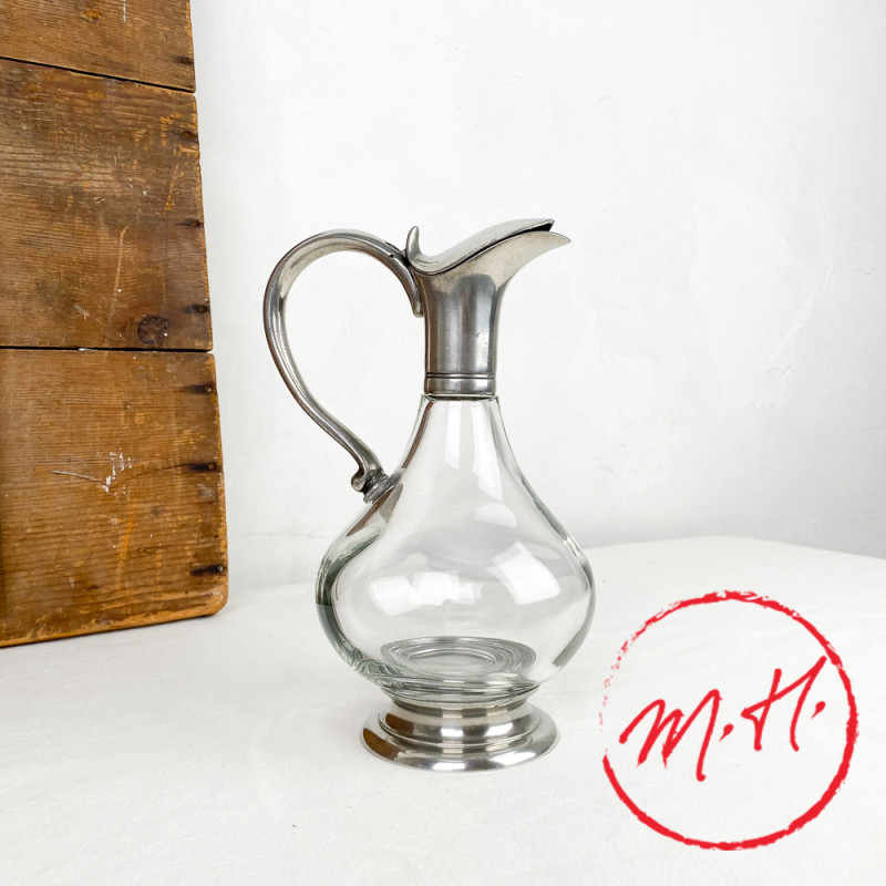 Glass and pewter wine decanter