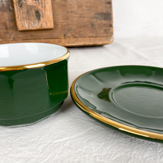 Empire green cup and saucer with gold fillet