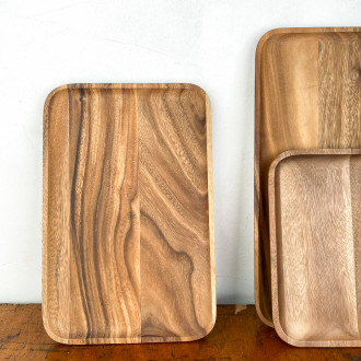 Acacia wood rectangular tray
