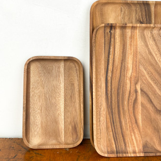 Acacia wood rectangular tray