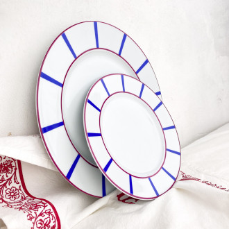 Red and blue Basque dinner plate
