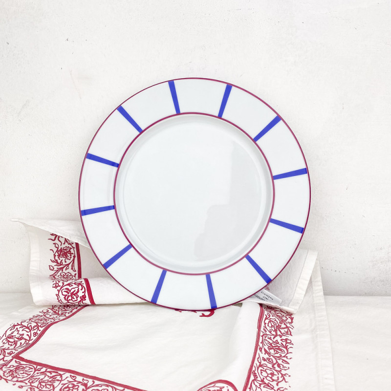Red and blue Basque dinner plate