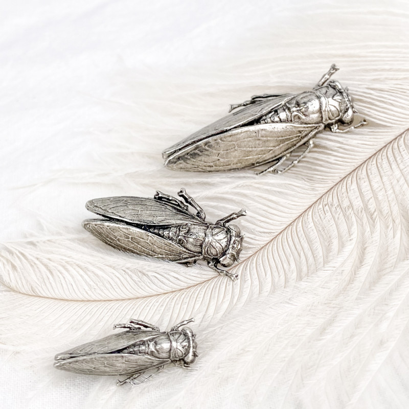 Old silver cicada brooch