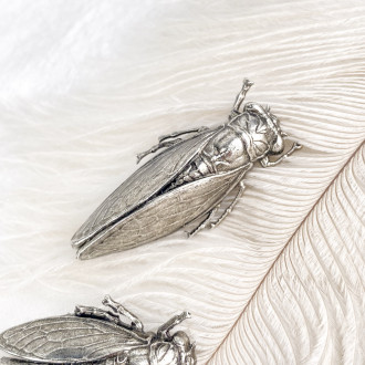 Old silver cicada brooch