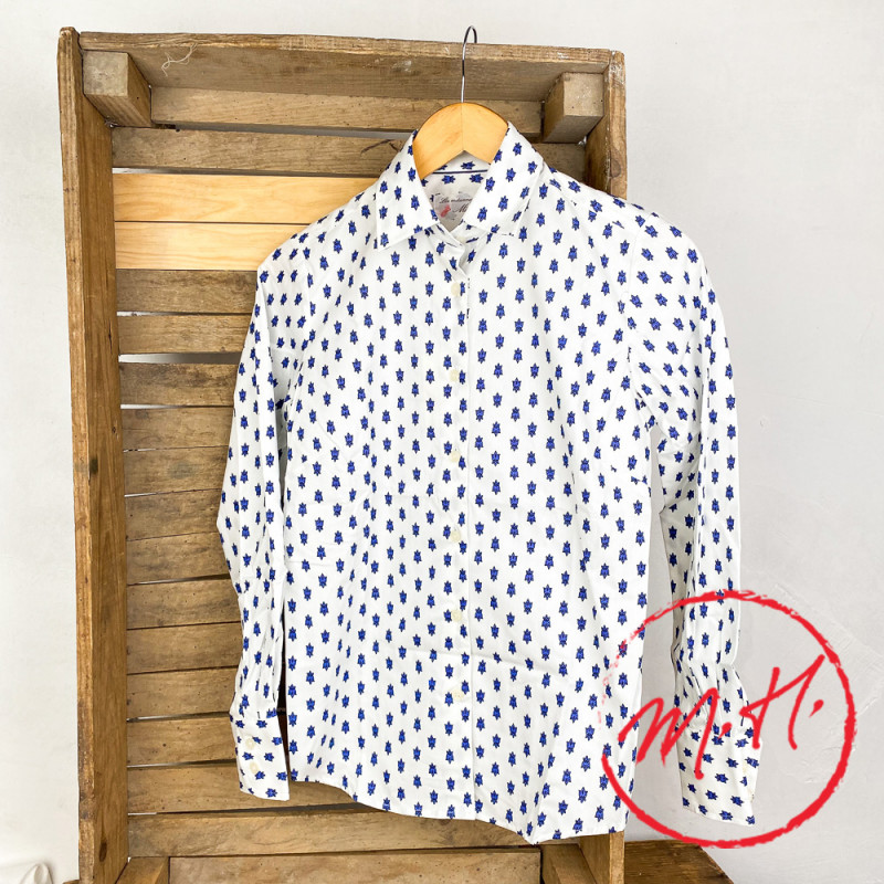 White and blue Provencal mosca blouse for women
