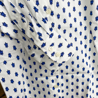 White and blue Provencal mosca blouse for women