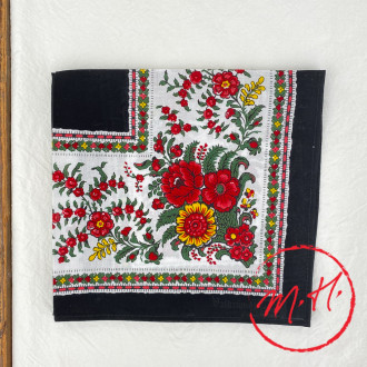 Black Provencal square with red flowers