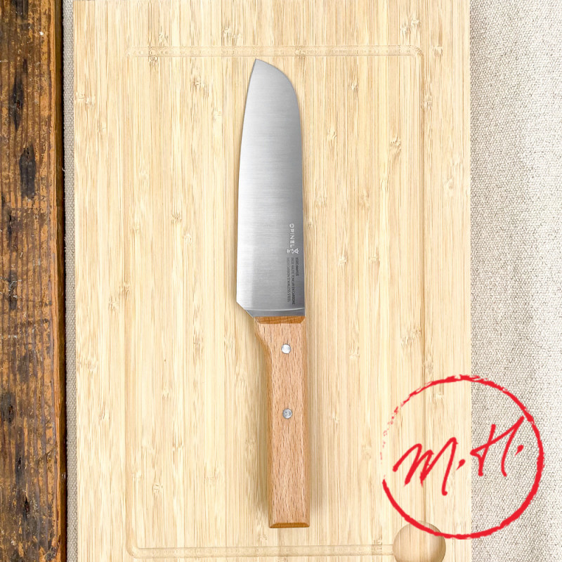 Couteau japonais Santoku avec manche en bois