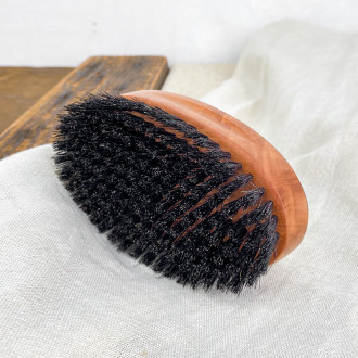 Wood and horn hairbrush for men