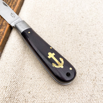 Marine anchor wooden pocket knife