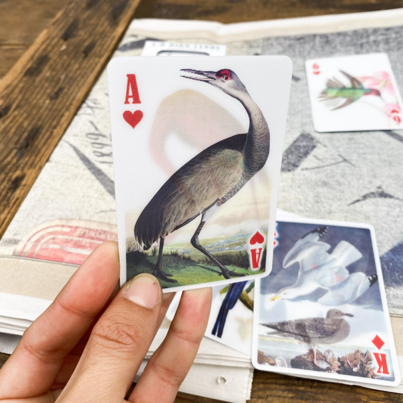 Coffret 2 Jeux De Cartes Oiseaux – Porte-cartes En Bois – Marron – Neuf