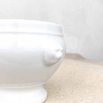 White porcelain lion head soup bowl