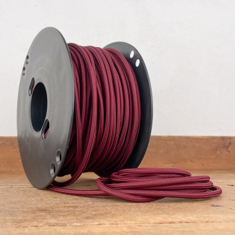 Woven round burgundy lighting cable