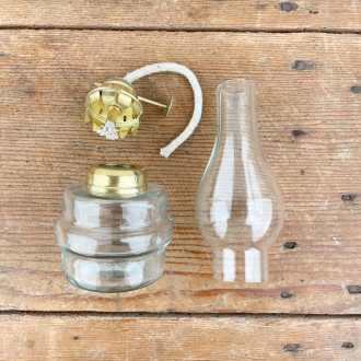 Small glass and brass oil lamp