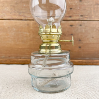 Small glass and brass oil lamp