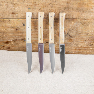 Coffret de 4 Couteaux de Table Opinel Facette en Frêne clair