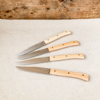 Set of 4 Opinel Facet table knives in light ash wood