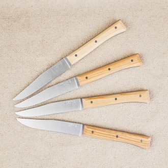 Coffret de 4 Couteaux de Table Opinel Facette en Frêne clair