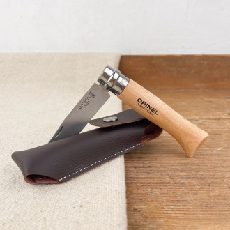 couteau Opinel n°8 avec étui en cuir marron