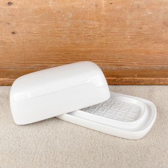 White ceramic butter dish