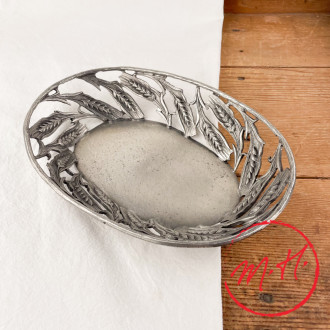 Oval pewter wheat ear basket