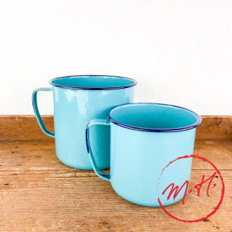 Kettle" cup in turquoise enamel