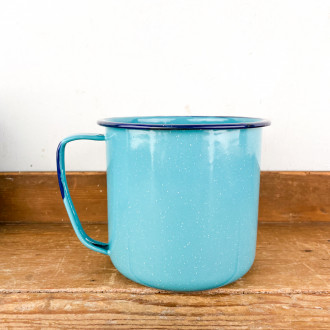 Kettle" cup in turquoise enamel