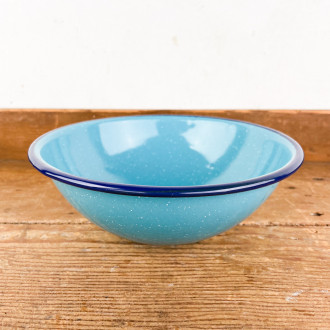 Turquoise enamel soup bowl