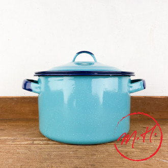 cocotte, pot à bouillon en email turquoise cinsa