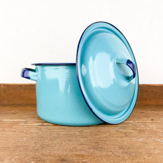 cocotte, pot à bouillon en email turquoise cinsa