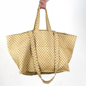 Giant ochre Provencal bag with fly pattern