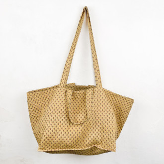 Giant ochre Provencal bag with fly pattern