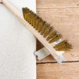 Brosse à barbecue en laiton et bois