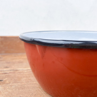 Brown enamel conical saucepan