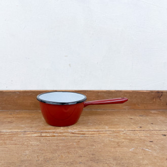 Brown enamel conical saucepan