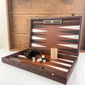 Backgammon noyer et cuir végane