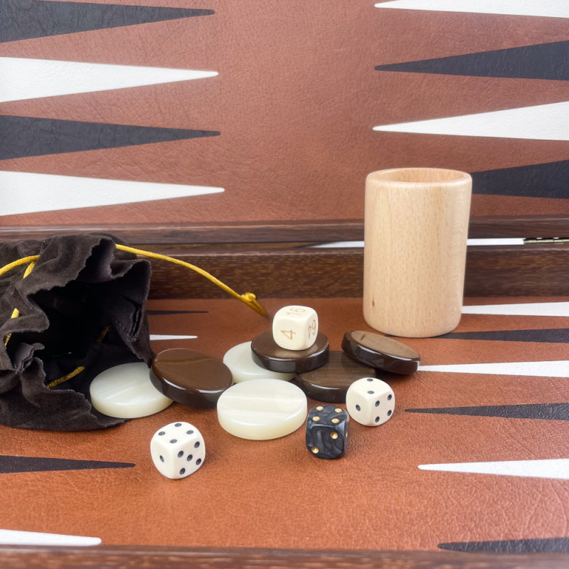 Ensemble de backgammon en liège naturel vert fabriqué à la