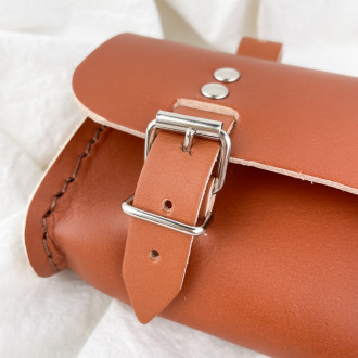 Leather bicycle saddle bag