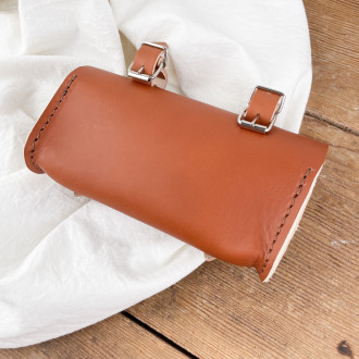 Leather bicycle saddle bag