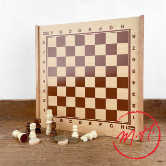 Coffret en bois jeu de dames et échecs