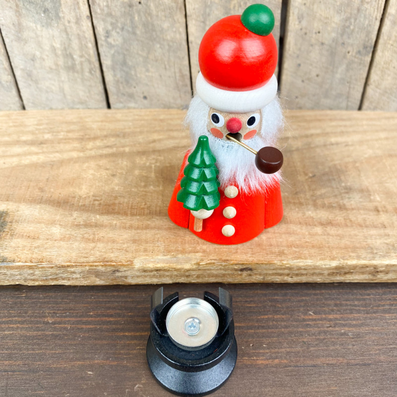 BRUBAKER Homme-Fumeur en Bois - Elan avec Écharpe et Locomotive - Figurine Fumée Décoration de Table pour Noël - Monts Métallifères Homme-Fumée Décoration Train de Noël