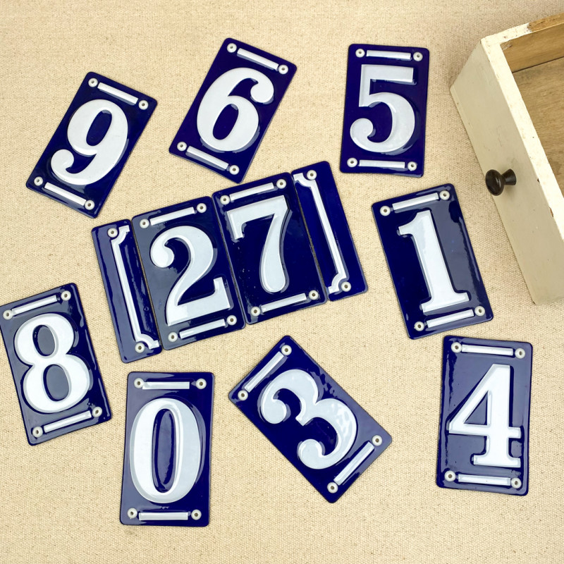 Plaque De Maison Émaillée Bleu 120x120 - Numéro 68 - Neuf Sous Emballage