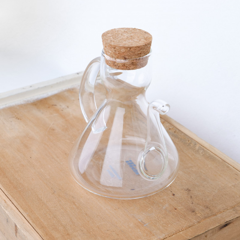 ANCIENNE PETITE CARAFE a bec Puget en verre 20 cl + bouchon Liège