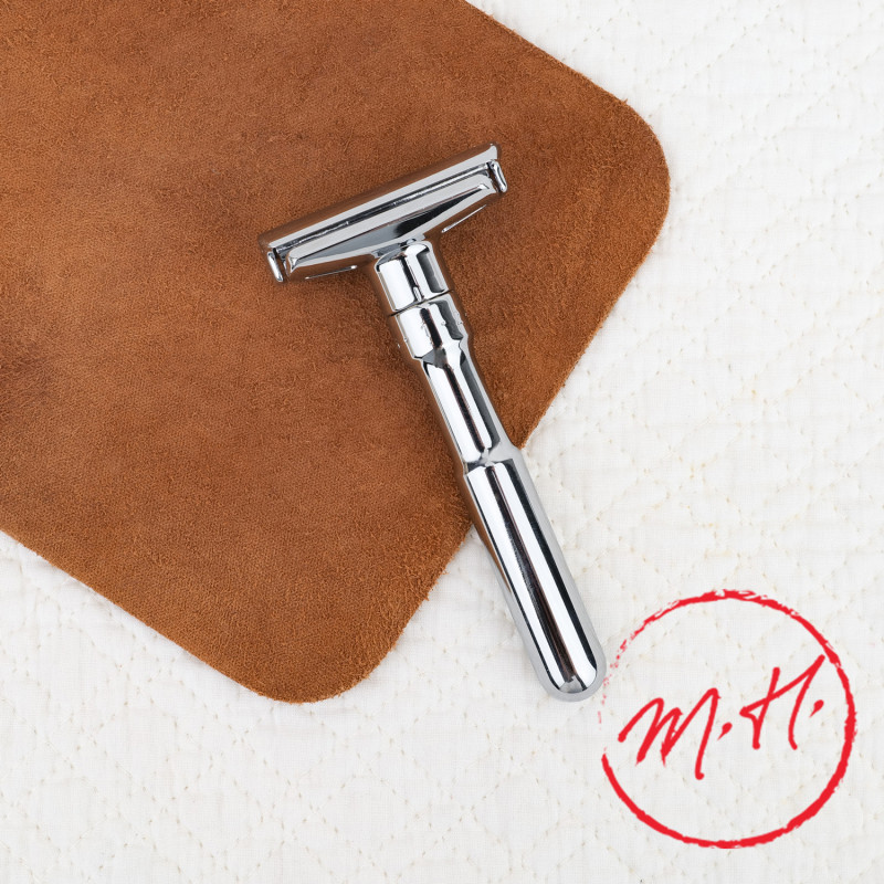 Rasoir réglable métal chromé brillant