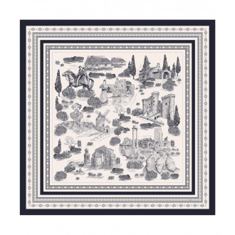 Square walk in Provence Souleiado 100% silk